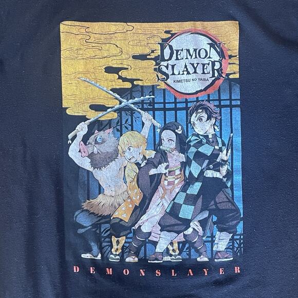 Demon Slayer Kimetsu No Yaiba XXL Black Anime Animation Short Sleeve T Shirt Men - Picture 3 of 6